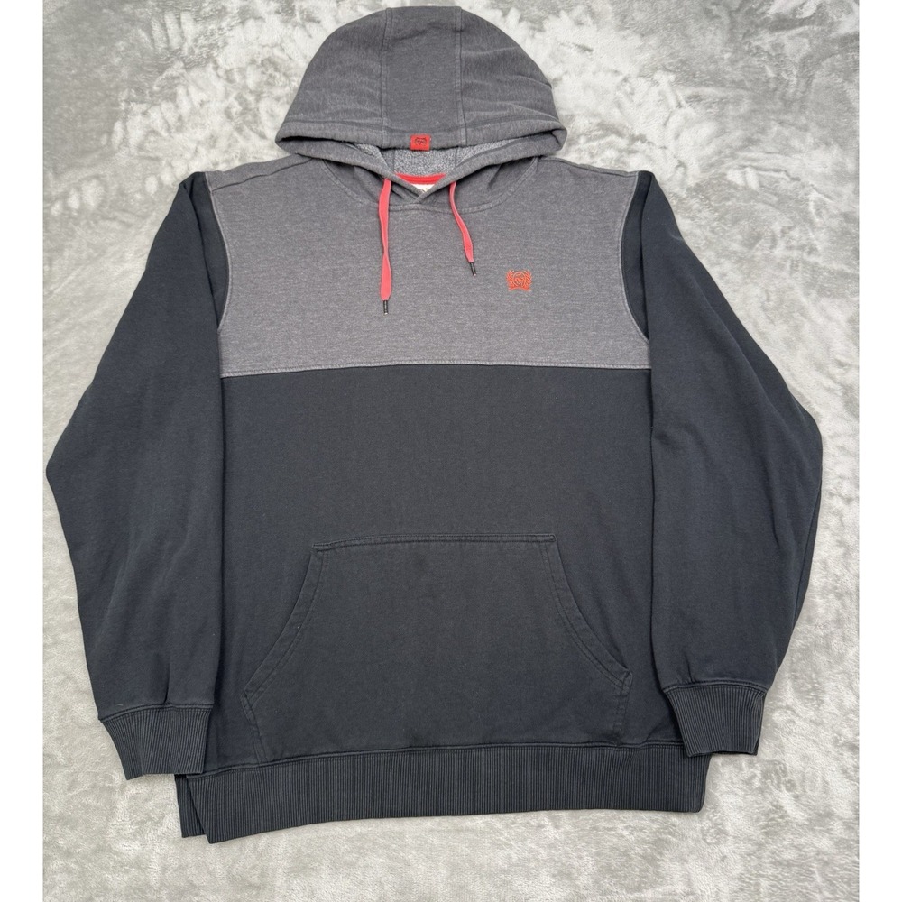 Cinch Pullover‎ Hoodie Sweatshirt Mens Medium Gray Black Red Western Cowboy Work